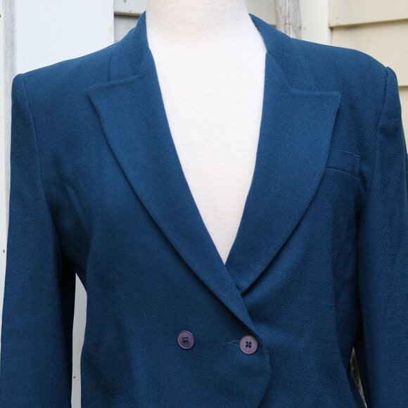 Jones New York Persian Blue Wool Crepe 2 Piece Midi Skirt Set Sz 12 - Picture 4 of 8